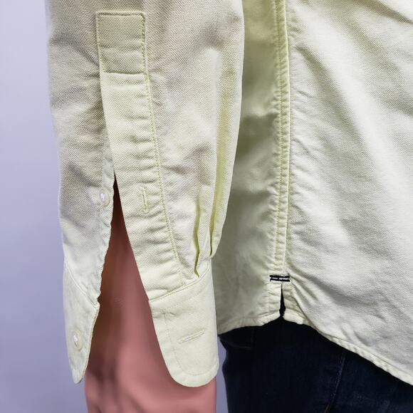 Club Monaco Oxford Shirt Men L Slim fit Button down Long Sleeve Yellow Solid - Picture 6 of 14